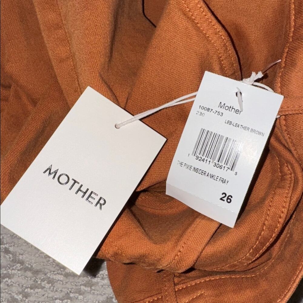 Mother The Pixie Insider Ankle Fray Button Fly Wash Leather Brown Play Date 26 - Picture 6 of 10